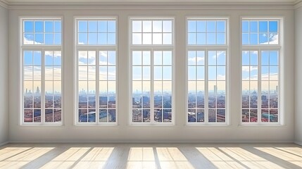 Spacious Urban Apartment With Large Windows Offering City Skyline View And Natural Light