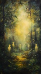 Ethereal Forest Spirits at Dusk oil painting