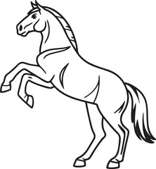 Obraz premium Black Horse Silhouette Vector Illustration of a Running Stallion