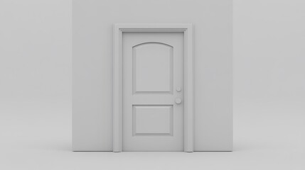 3D Rendered Gray Door on Light Gray Wall