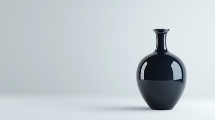 Elegant black vase on white,  minimalist design for modern interiors