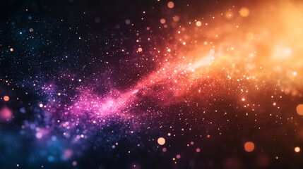 Obraz premium Abstract cosmic nebula background with vivid pink orange and blue glitter.