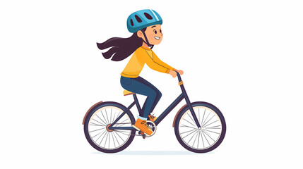 Obraz premium Speed and Safety: a girl cycling with a helmet, representing a commitment to safety.
