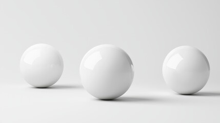 Three pristine white eggs on a minimalist white backdrop, study in simplicity and freshness