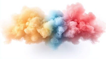Colorful smoke art on white background, abstract and vibrant design for creative projects