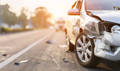 vehicle collision on the road with a blurry background, Generative AI.