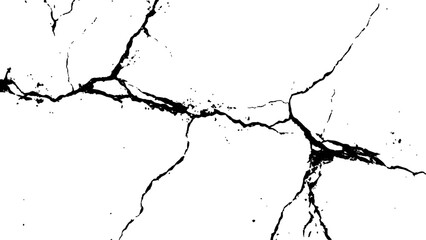 Cracks isolated on white background. Vector grunge cracked texture style with cracked texture, distress grunge texture, cracked wall texture.