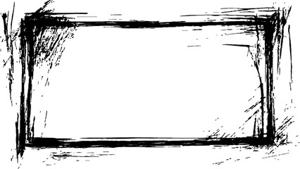 Black frame background textured. Dry brush painted grunge frame with black paint on white background. Black ink brush painted frame with copy space, creativity grunge design
