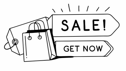 Create a dynamic, attention-grabbing vector for a sale or special promotion, using price tags, shopping bags, and bold call-to-action text.