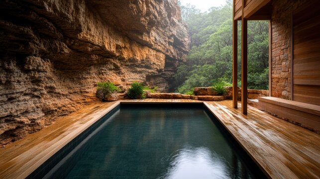 Luxurious secluded spa pool in Hamersley Gorge surrounded by nature, captured in a stunning 2-giixel photorealistic high fidelity image of serenity