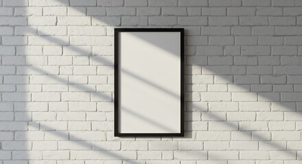 Empty Frame Sunlight White Brick Wall. AI Generated