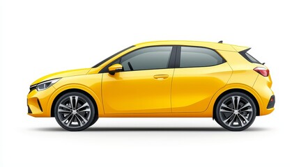 Naklejka premium Sleek hatchback car parked on a city street, modern urban vehicle stylish