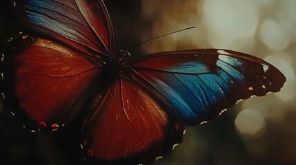 Vibrant Close-Up of Colorful Butterfly on Natural Background