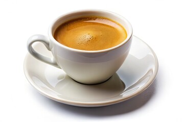 High-resolution image: clean, simple ceramic coffee cup isolated on a pure white background. Perfect for your design needs.