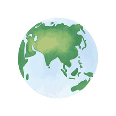 watercolor planet earth, hand painted globe, simple illustration