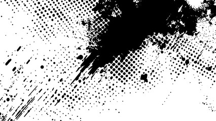 Abstract halftone grunge texture background. Black halftone dots white abstract background. Black style paintbrush grunge with halftone dots pattern texture.