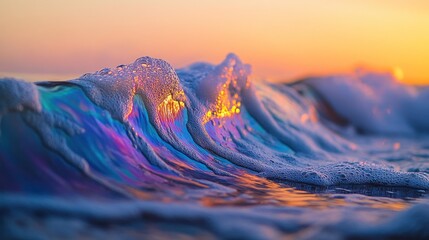 Sunrise Ocean Wave's iridescent foam