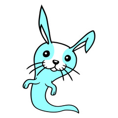 Bunny Ghost Haunted Halloween Spooky Cute Sweet Design Lover Art Vector Illustration Card T-Shirt Poster Sticker Graphic Print Decorative Drawing Isolated Logo Decoration Symbol Creative Cool Style
