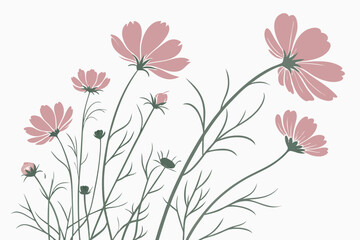 Delicate pink floral vector blooms in a soft background