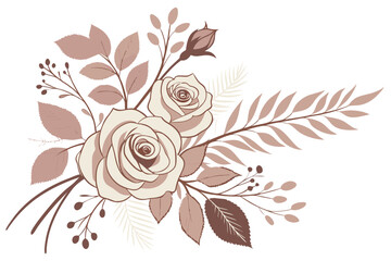 Abstract floral background with roses and decorative patterns