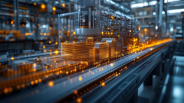 Virtual model of modern factory AI driven digital twin system for predictive maintenance illustration