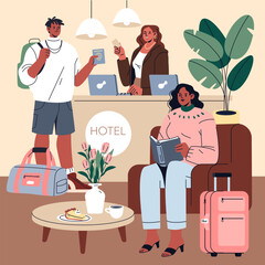 Hotel Holiday. Flat Vector Illustration