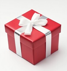 Fototapeta premium Red Gift Box with White Ribbon and Bow for Special Occasion