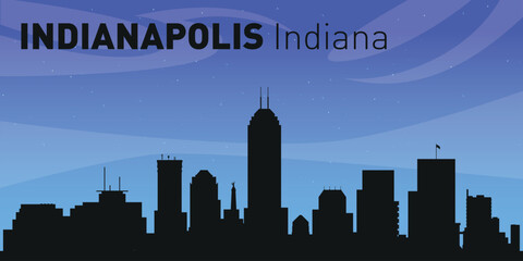 Fototapeta premium black silhouette of the Indianapolis, Indiana city skyline against the evening starry sky