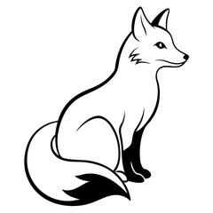 Obraz premium A vector silhouette of a fox sitting attentively 