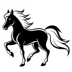 Obraz premium A vector silhouette of a galloping horse, 