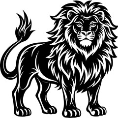 Fototapeta premium A vector silhouette of a majestic lion standing proudly, 