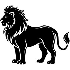 Fototapeta premium A vector silhouette of a majestic lion standing proudly, 