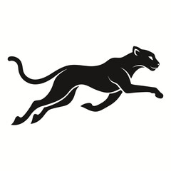 A vector silhouette of a running cheetah, 