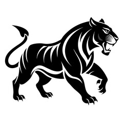 Obraz premium A vector silhouette of a tiger in mid-stride, 