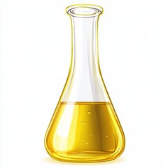 Transparent laboratory flask filled with yellow liquid showcasing the essence of scientific exploration and chemistry in a clean and vibrant setting