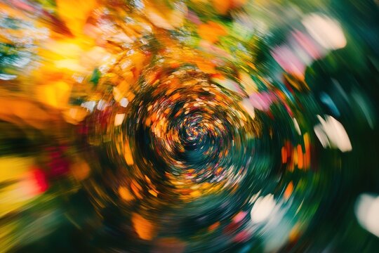 Abstract Swirling Autumn Leaves Vortex Colorful Fall Nature Background
