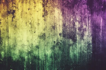 Abstract Grunge Texture Dark Purple, Green, and Yellow Overlay Background