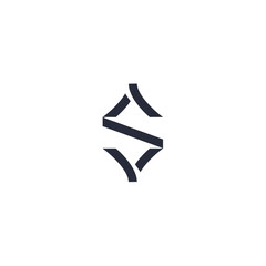 Sleek abstract symbol resembling the letter S, with interwoven geometric shapes, creating a modern and unique icon in dark grey on a white background.