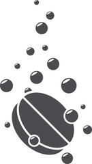 Soluble tablet icon. Effervescent pill with water bubbles. 