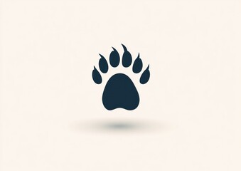 Simple Bear Paw Print Icon on Light Background