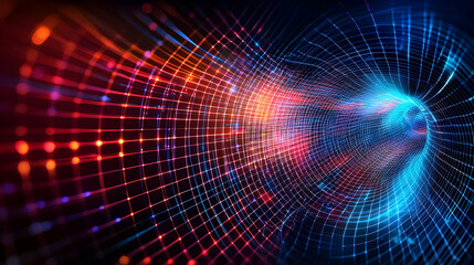 Obraz premium Abstract Digital Technology Background With Glowing Lines And Dots