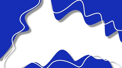Dark Blue Abstract Liquid papercut frame on white Background. Deep blue and white abstract flowing shapes with layered shadows, modern liquid-inspired background