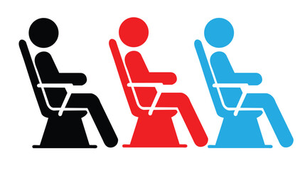 Transport seat icons, Travel seat icons for transportation in multiple colors on white background