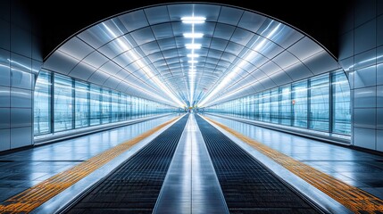 Fototapeta premium Futuristic tunnel walkway with bright lights