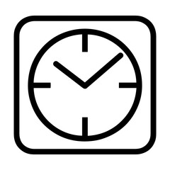 Simple clock icon within a square, minimalist design representing time management