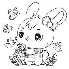 cartoon rabbit coloring book for kids