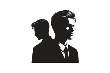 Shadow people in various gestures, vector silhouettes of men