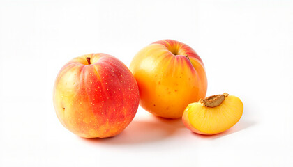 Ripe nectarines on white background, vibrant fresh fruit