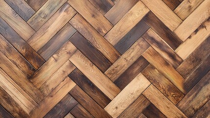 Warm Wooden Parquet Texture in Detailed Herringbone Pattern
