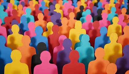 Diverse crowd of colorful human figures - unity and inclusion